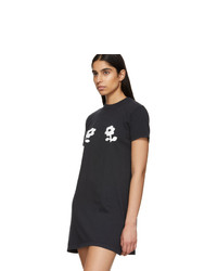ALEXACHUNG Black Double Daisy T Shirt Dress