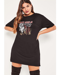 Missguided Plus Size Black Lost Souls Graphic T Shirt Dress