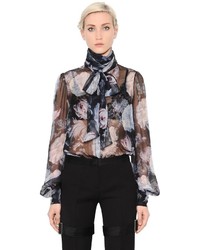 Alexander McQueen Floral Printed Silk Chiffon Shirt