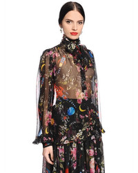 Dolce & Gabbana Flowers Space Printed Chiffon Shirt