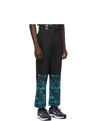 Clot Black And Blue Graphic Cropped Relaxed Trousers
