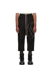 Rick Owens Black Embroidered Cropped Astaire Trousers