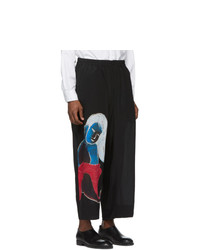 Yohji Yamamoto Black Pocket Girl Print Trousers