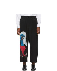 Yohji Yamamoto Black Pocket Girl Print Trousers