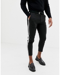 Burton Menswear Cropped Smart Trousers With In Black