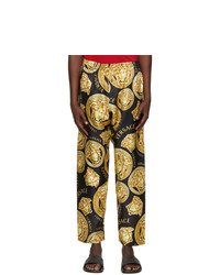 Versace Underwear Gold And Black Medusa Lounge Pants