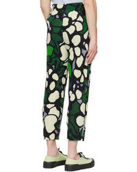 Homme Plissé Issey Miyake Green Off White Printed Trousers