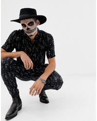 ASOS DESIGN Halloween Co Ord Skinny Trousers In Skeleton Print