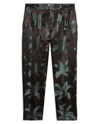 Saint Laurent Pleated Palm Jacquard Satin Pants