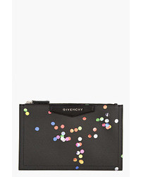 Givenchy Black Leather Confetti Print Zip Pouch