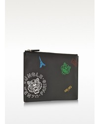 Kenzo Black Leather Jungle Pouch