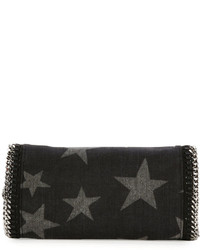 Stella McCartney Falabella Star Print Denim Crossbody Clutch Bag Black