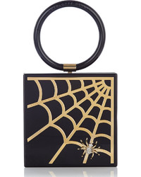 Charlotte Olympia Spider Web Acrylic Clutch Bag Blackgold