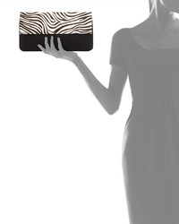Hat Attack Zebra Print Calf Hair Flap Top Clutch Bag Blackwhite