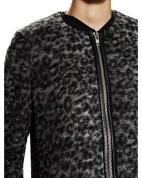 The Kooples Leopard Print Coat With Leather Inserts