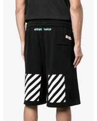 Off-White Black Diagonal Stripe Long Shorts