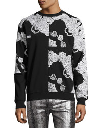 McQ Alexander Ueen Baroque Print Paneled Clean Crewneck Sweatshirt 02 Black