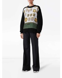 Burberry Archive Scarf Print Panel Wool Sweater