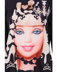 Romwe Barbie Princess Print Long Sleeved Black Sweatshirt