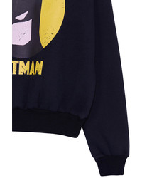 Romwe Batman Print Long Sleeved Black Sweatshirt