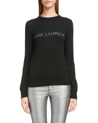 Saint Laurent Beaded Logo Wool Sweater