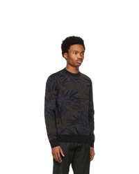 Ermenegildo Zegna Couture Black And Blue Silk Graphic Sweater