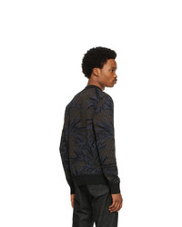 Ermenegildo Zegna Couture Black And Blue Silk Graphic Sweater
