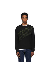 Fendi Black And Green Wool Forever Asymmetric Logo Sweater