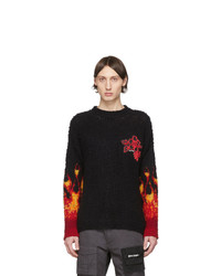 Palm Angels Black And Multicolor Burning Casentino Sweater
