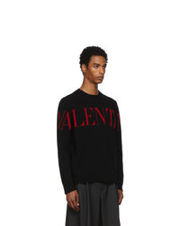 Valentino Black And Red Cashmere Logo Sweater