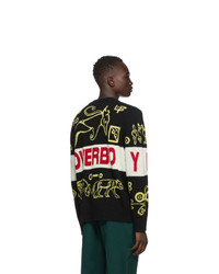 Charles Jeffrey Loverboy Black And Yellow Logo Squiggle Sweater