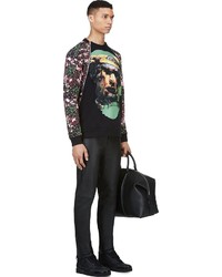 Givenchy Black Contrast Print Zip Sweater