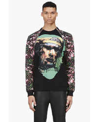 Givenchy Black Contrast Print Zip Sweater
