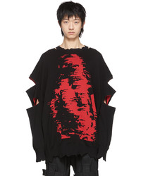 TAKAHIROMIYASHITA TheSoloist. Black Cotton Distressed Sweatshirt