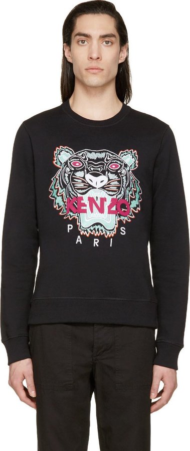 Kenzo Black Embroidered Tiger Logo Sweatshirt 340 Ssense