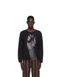 032c Black Fist Print Sweater