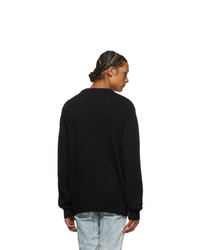 DOUBLE RAINBOUU Black Flowers Crewneck Sweater