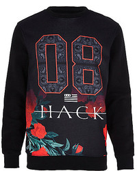 River Island Black Hack Rose Print Sweatshirt