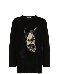 Yohji Yamamoto Black Intarsia Hannya Wool Sweater