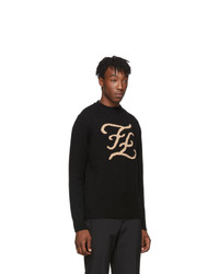 Fendi Black Karligraphy Crewneck Sweater