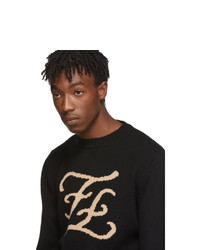 Fendi Black Karligraphy Crewneck Sweater