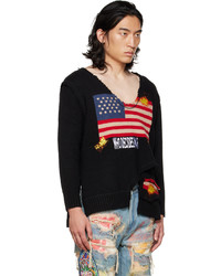 Who Decides War by MRDR BRVDO Black Layered Sweater