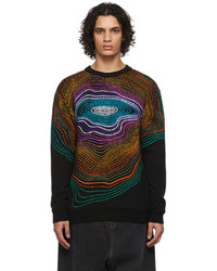 AGR Black Multicolor Swirl Crewneck Sweater
