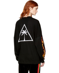 Palm Angels Black Palms And Flames Sweater
