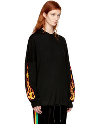 Palm Angels Black Palms And Flames Sweater