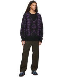South2 West8 Black Purple Loose Mohair Sweater