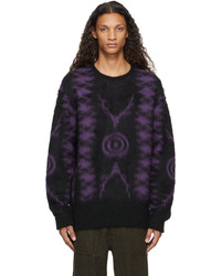 South2 West8 Black Purple Loose Mohair Sweater