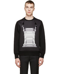 Neil Barrett Black Statue Lightning Neoprene Sweatshirt
