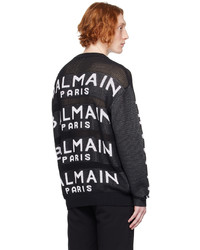 Balmain Black White Jacquard Sweater