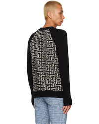 Balmain Black White Monogram Sweater